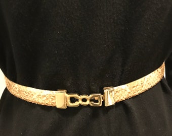 24K Gold Plated Genuine Snake Skin Belt