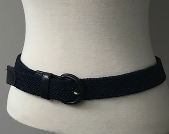 Vintage braided elastic navy belt