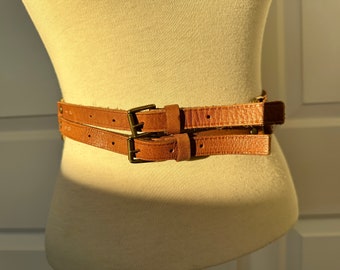 Vintage Calvin Klein Ladies Double Buckle Leather Belt - Etsy display picture 2