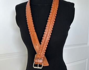 Unisex Vintage Thick Embossed Leather Belt