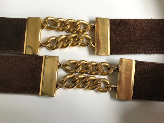 Leather and suede belt with metal chain and buckle Amazon.com: Axesoria Genuine Suede Leather Belt w. Western  main image 3