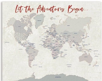 World Adventure Travel Map with Map Pins - Mark your travels as you go