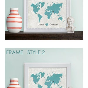 8x10 FRAMED White Custom Designed Map 2 Frame Styles to choose from image 2