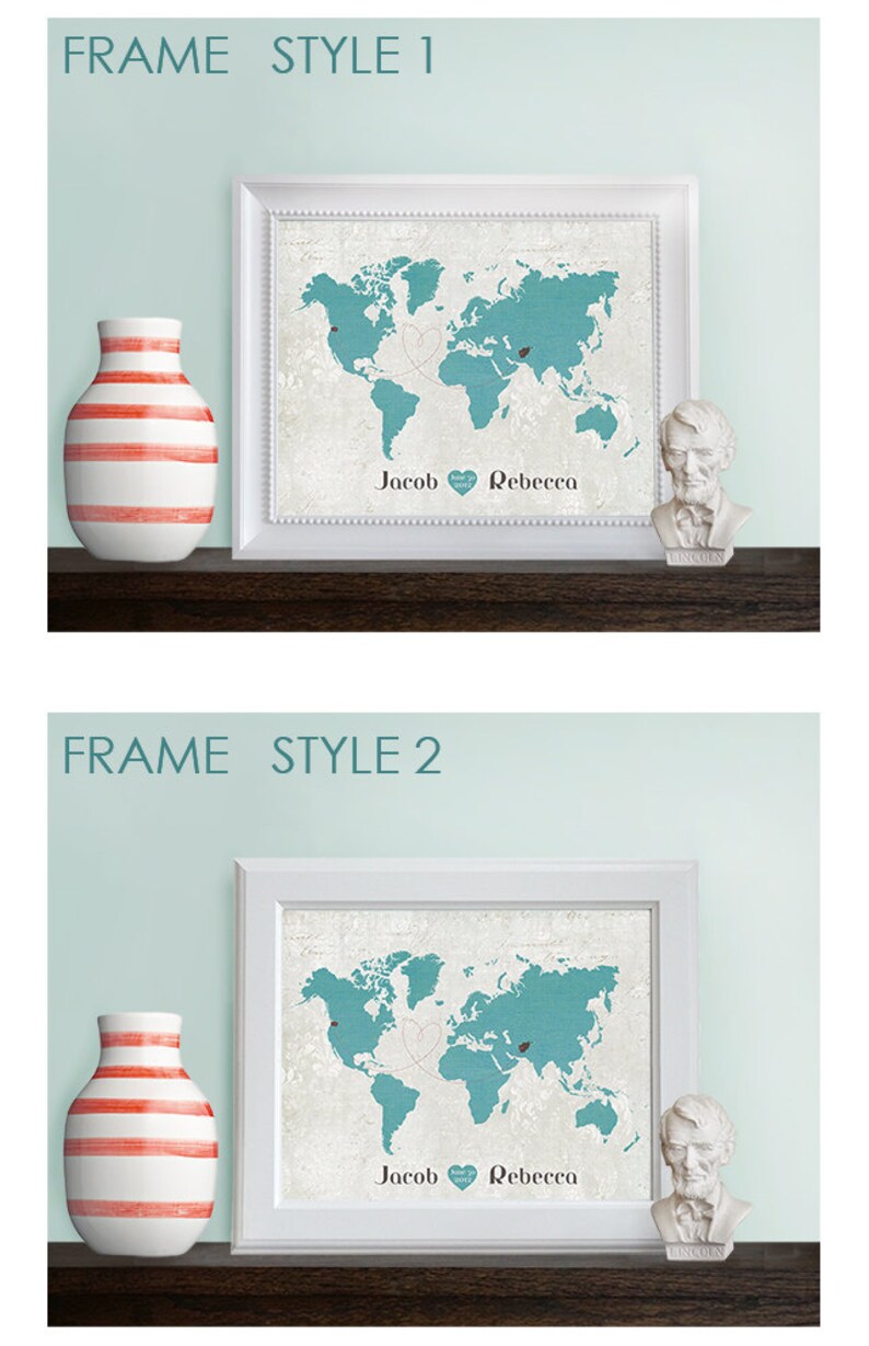 8x10 FRAMED White Custom Designed Map 2 Frame Styles to - Etsy