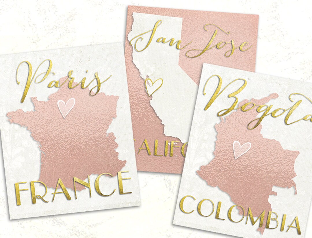 Rose Gold Wedding Table Numbers Table Cards Travel Wedding - Etsy