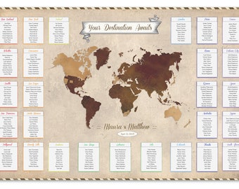 Wedding Seating Chart, Old World Style Map, Seating Plan, Wedding Tables, Wedding Decor, Wedding Map
