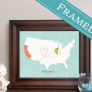 Custom Map Gift, Personalized Gift, 5x7 or 8x10 FRAMED Espresso Wood ...