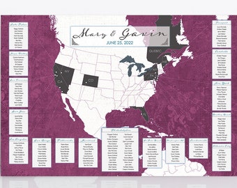 Wedding Seating Chart, Seating Plan,  Personalized Table Seating Plan, Travel Wedding Decor, Map Wedding Decor, Travel wedding decor