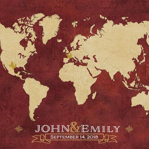 World Map, Wedding Guest Map, Wedding Guest Book Alternative, Wedding ...