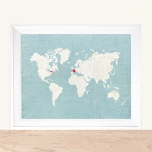 World Map, Love Map, Custom Map, Personalized Gift, Travel Map, Travel Gift, Anniversary Gift, hereandthereshop