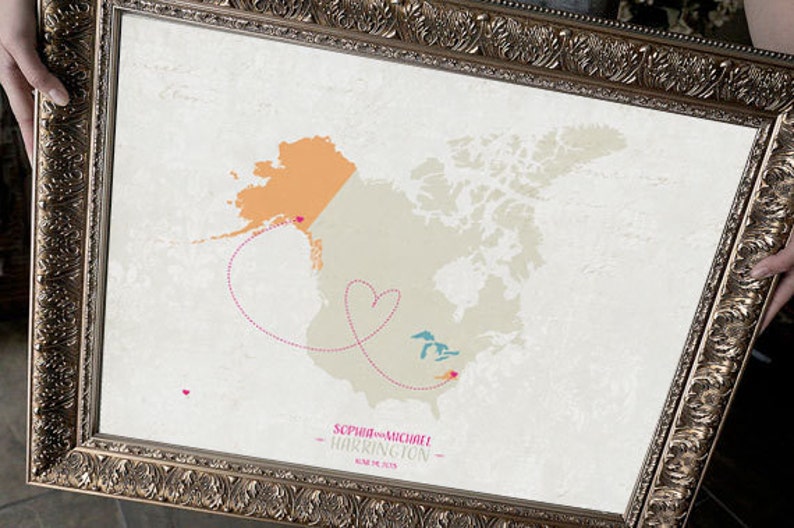 Signable Custom USA Map with Alaska and Hawaii Customized Map Vintage Style Map hereandthereshop World or USA Map Gift