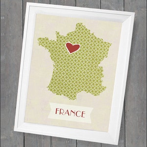 Customized State or Country Print France Style Sizes 5x7 up to 42x70 image 1