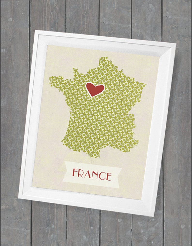 Customized State or Country Print France Style Sizes 5x7 up to 42x70 image 1