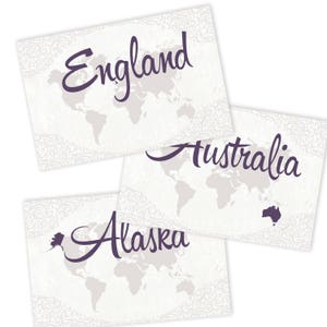 Cartes de table pour table de mariage, Cartes de table sur le thème du voyage, Numéros de table de pays, Marque-places pour mariage, Numéros de table de carte, Numéros de table personnalisés