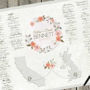 Boho Wedding, Guest Sign, Guest Book Alternative, Wedding Guest Book Alternative Map, Floral Wedding, Wedding Poster