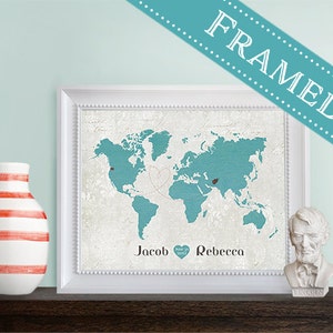 8x10 FRAMED White Custom Designed Map 2 Frame Styles to choose from image 1