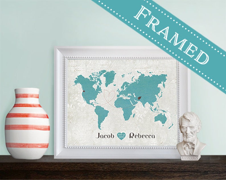 8x10 FRAMED White Custom Designed Map 2 Frame Styles to choose from image 1