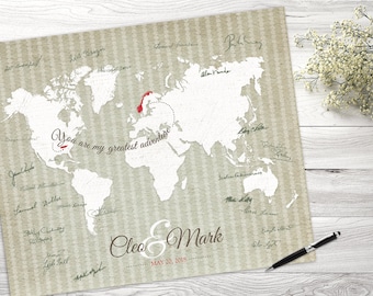 Adventure Map, Wedding Guest Map, Wedding Guestbook Alternative, Wedding Centerpiece, Wedding Guest Book, Custom Map, Hereandthereshop