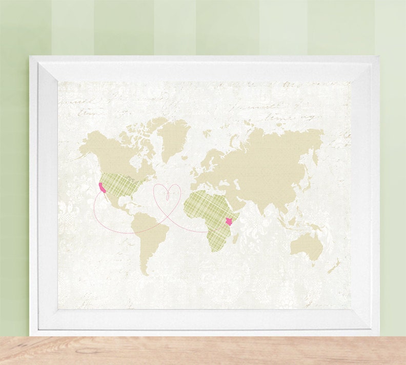 Custom World Map, Custom Map Gift, Love Map, Guest Book Alternative Map ...