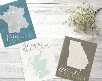 Table Cards, Wedding Table Cards, Map Table Cards,  Wedding Place Cards, Map Table Numbers, Custom Table Numbers