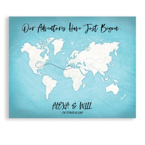 Our Adventures Have Just Begun,  Wedding Guest Book, Wedding Centerpiece, World Map, Guest Book