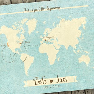 Antique World Map, Wedding Guest Book Alternative Map, Custom Map Gift, Custom World Map, Old World Map