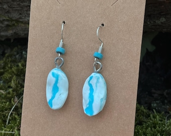 Orecchini in aragonite blu slovacca / Gioielli con cristalli oceanici / Orecchini boho fantasy fatti a mano