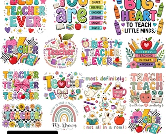Boho Lehrer Bundle, Regenbogen Wertschätzung PNG, Zurück in der Schule, Sublimations-Shirt Design, digitaler Download
