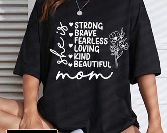 Sie ist Mom SVG Bundle | Starke mutige furchtlose Mama Shirt Design (digitaler Download)