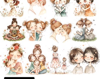 20 Muttertag Clipart-Bundle | Mutter Baby Illustration Illustration | Familie PNG