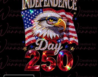 Amerika 250 Strass Weißkopfseeadler PNG | USA Flagge Sublimationsdesign | 4. Juli Bling Clipart