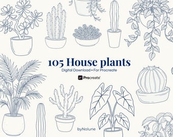 105 sellos de plantas de interior para Procreate / Descarga digital para ilustraciones