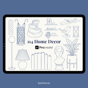 114 tampons Procreate pour la décoration intérieure, pinceaux de design d'intérieur (produit numérique)