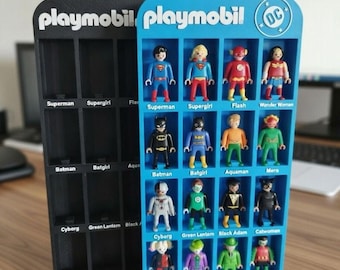 Espositore Playmobil DC per Mini Personaggi | Display Stampato in 3D per Collezionisti | Porta Personaggi Supereroi