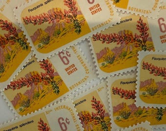 Set of 10 Vintage Unused Six Cent USPS Stamps Scott #1378 Ocotillo Botanical Congress | Free Shipping