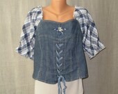 Vintage blue denim corset top, L-XL