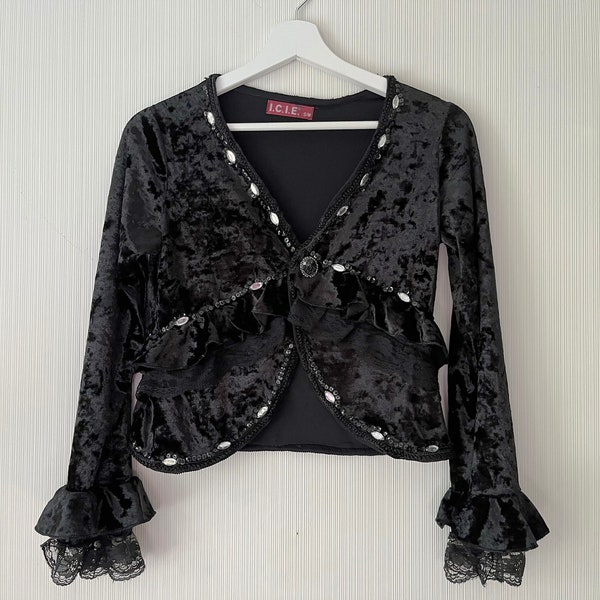 Vintage VELVET Cropped Bolero Jacke, Größe S-M