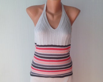 vintage Knit HALTER Top taille S-M