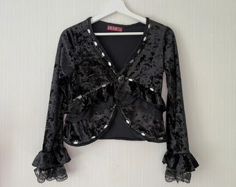 Vintage crushed VELVET cropped bolero jacket, size S-M