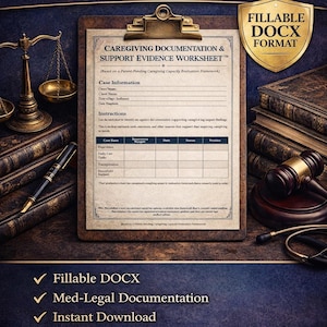 Pflegedokumentation & Support Evidence Worksheet | Tool zur Prüfung von Krankenakten | Verletzungsfall Support Tracker | Med Rechtliche Vorlage