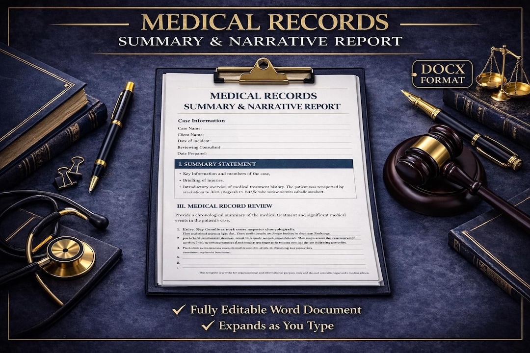Medical Records Summary & Narrative Report Template | Fillable Word ...