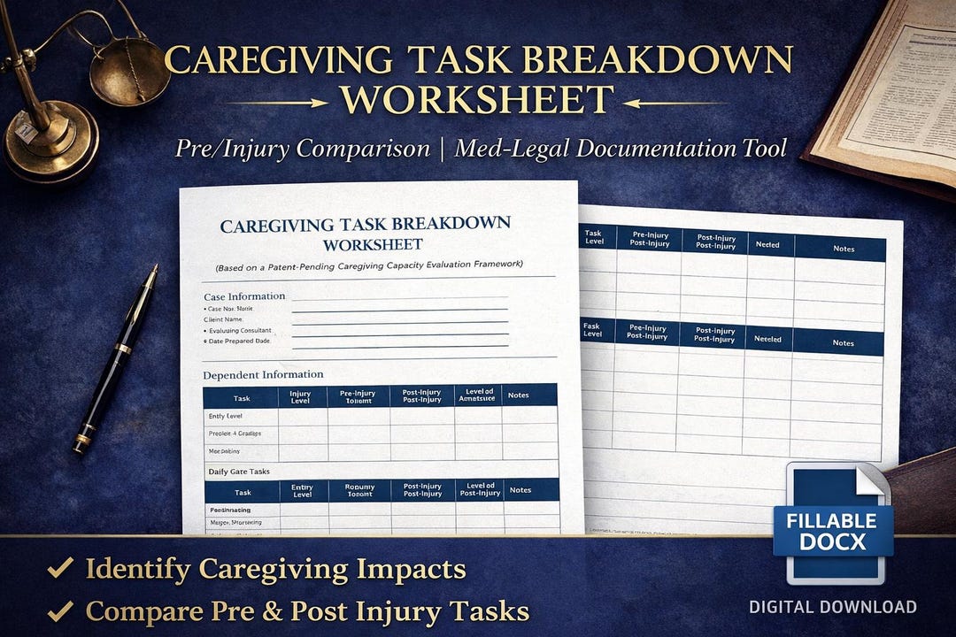 Task Breakdown Waitress Caregiving Task Breakdown Worksheet | Med Legal Caregiving ...