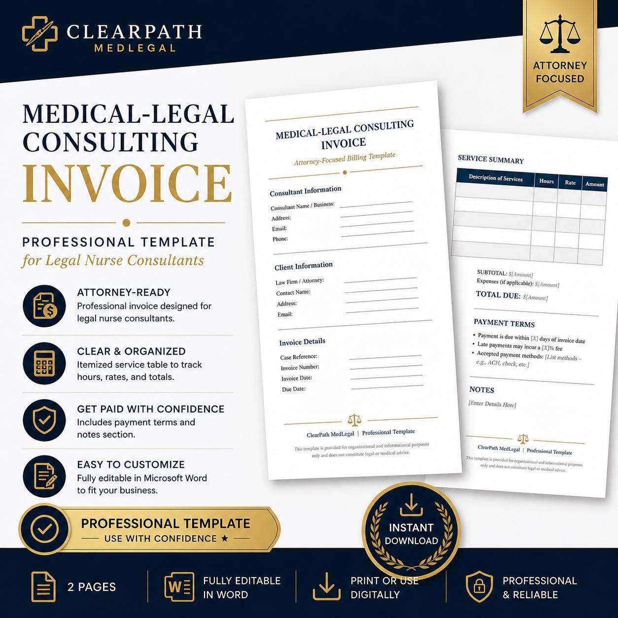 Medical Legal Invoice Template | Legal Nurse Consultant Billing ...
