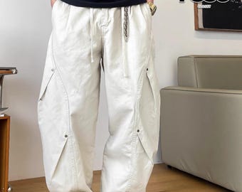 Wide Leg Pants | Relaxed Baggy Cargo Trousers | Daily Wear | Minimal Streetwear Style
