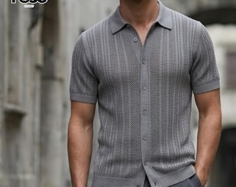 Textured Button Shirt | Short Sleeve Collared Top | Daily Wear | Minimal Casual Style