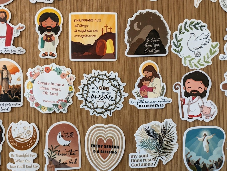50pcs Bible Verse Stickers Set Christian Inspirational Jesus Decals for ...