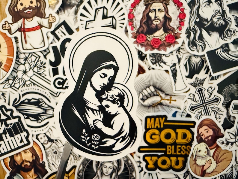 50pcs Jesus Christian Stickers Pack Bible God Faith Mary Graffiti ...