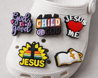 Christliche Schuhanhänger: Jesus, Bibel, Glaube Croc Jibatz, 5er Set