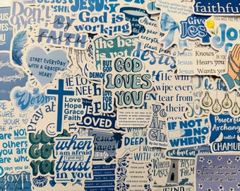 50Pcs Bible Verse Stickers Waterproof Christian Scripture Jesus Faith Stickers for Laptop Journal Scrapbook Bottle Gifts