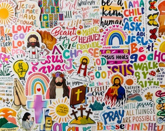 50PCS Christian Jesus Quotes Kawaii Bible Verse Stickers Waterproof Scripture Decals Laptop Scrapbook Journal Bottles and Kids Gifts
